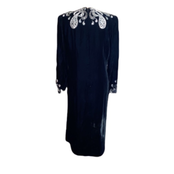 Vintage 80s retro Argenti Notte bejeweled crushed velvety Formal cocktail dress - Picture 4 of 11